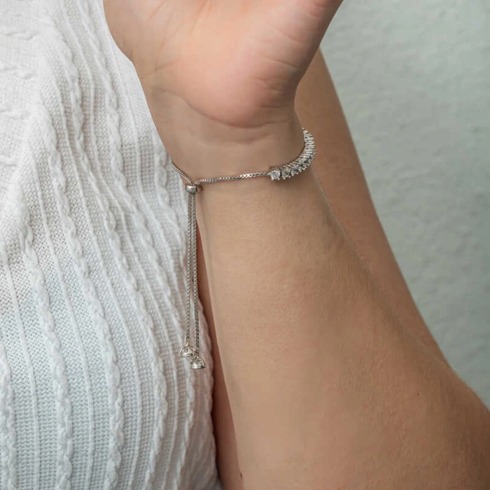 Kadın Gümüş Su Yolu Asansörlü Kadın Bileklik