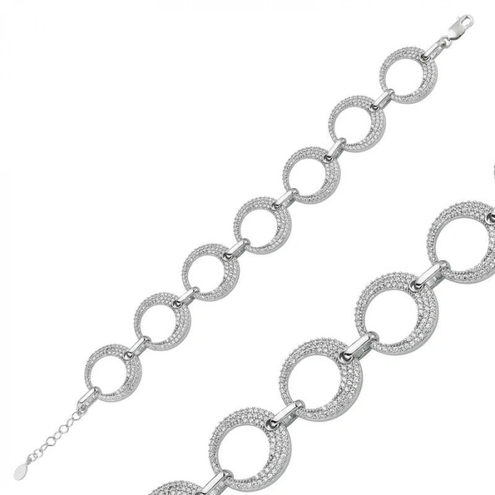 Kadın Gümüş Taşlı Halka Bayan Bileklik