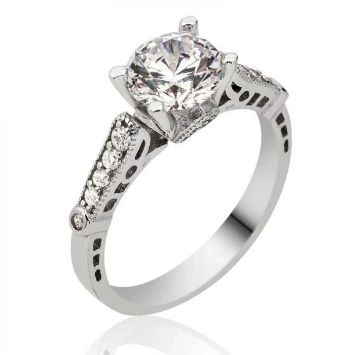 Kadın Gümüş Tek Taş Bayan Yüzük