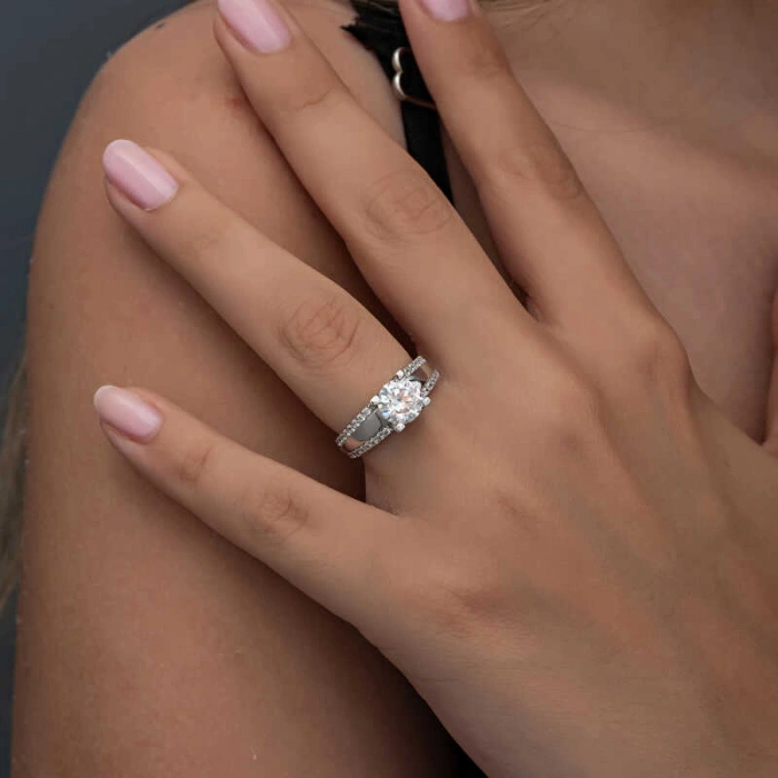 Kadın Gümüş Tek Taş Kadın Yüzük