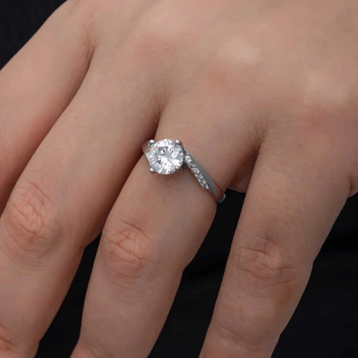 Kadın Gümüş Tek Taş Kadın Yüzük