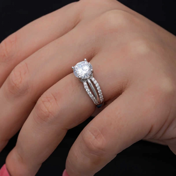 Kadın Gümüş Tek Taş Kadın Yüzük