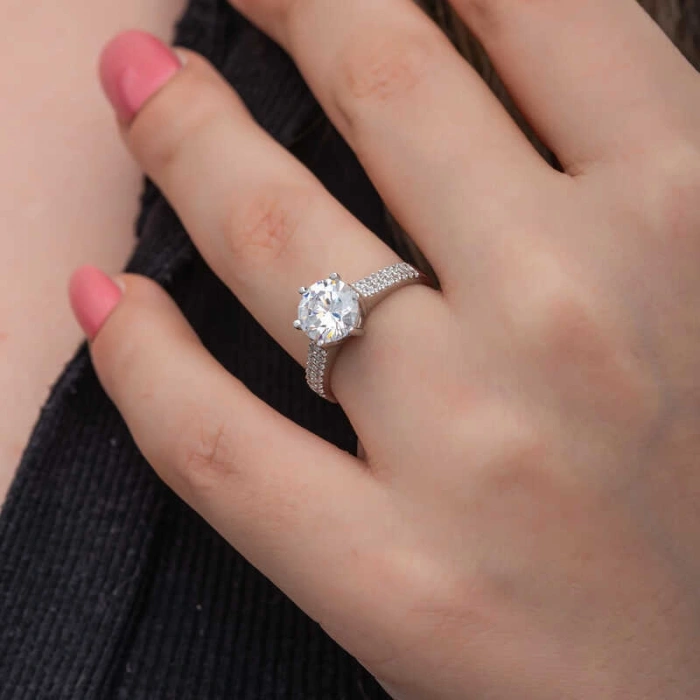 Kadın Gümüş Tek Taş Kadın Yüzük