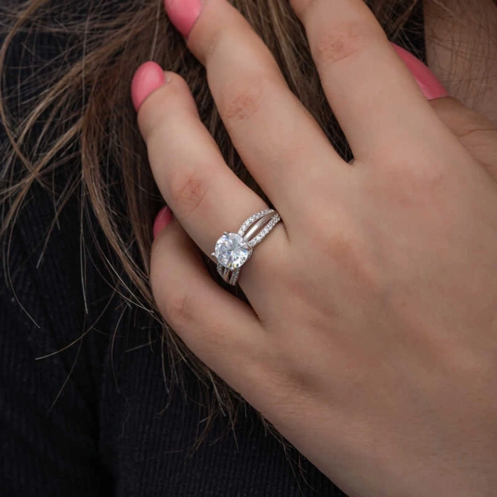 Kadın Gümüş Tek Taş Kadın Yüzük