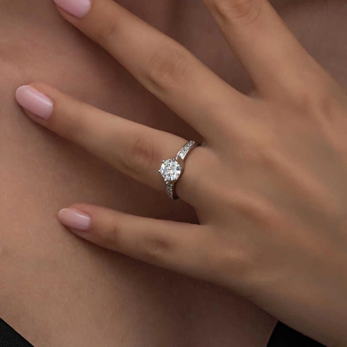 Kadın Gümüş Tek Taş Kadın Yüzük