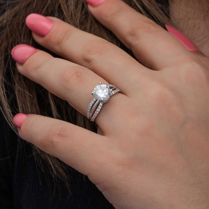 Kadın Gümüş Tek Taş Kadın Yüzük