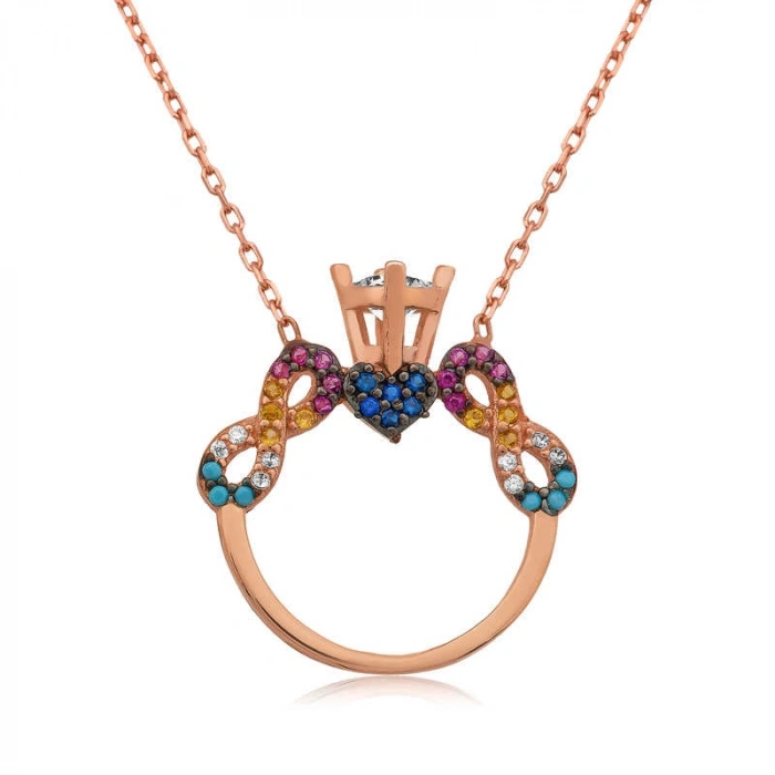 Kadın Gümüş Tek Taş Sonsuz Aşk Bayan Kolye