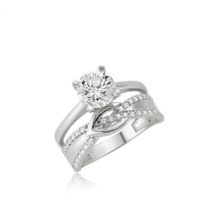 Kadın Gümüş Tektaş Düğüm Yüzük