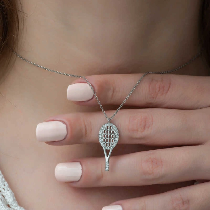 Kadın ​Gümüş Tenis Raketi Bayan Kolye