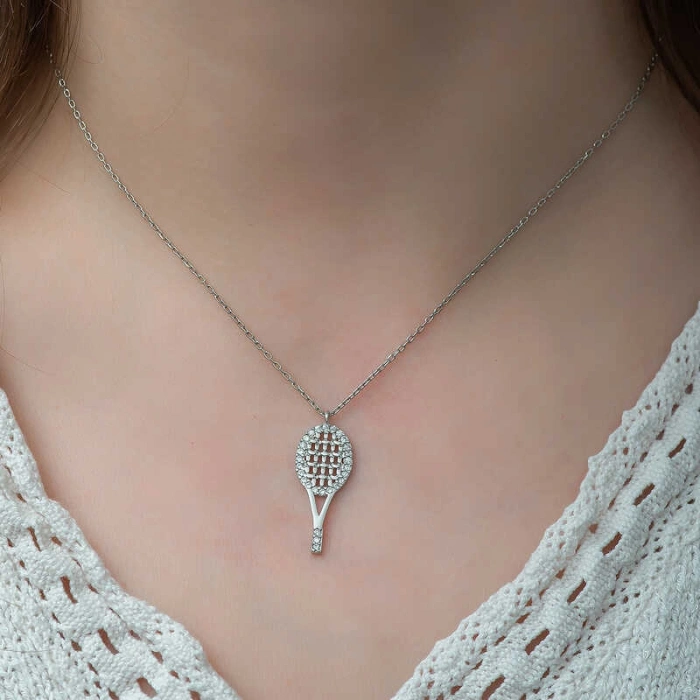 Kadın ​Gümüş Tenis Raketi Bayan Kolye