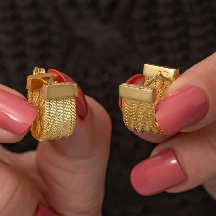 Kadın Gümüş Trabzon Hasır Çivili Kadın Küpe