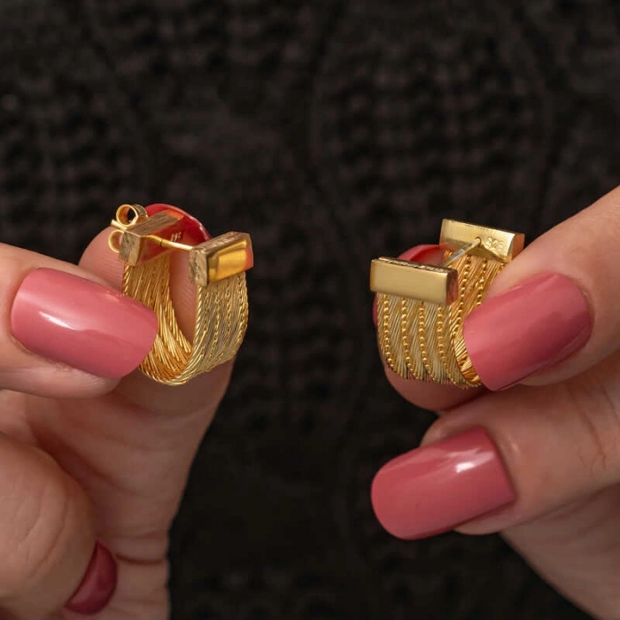 Kadın Gümüş Trabzon Hasır Çivili Kadın Küpe