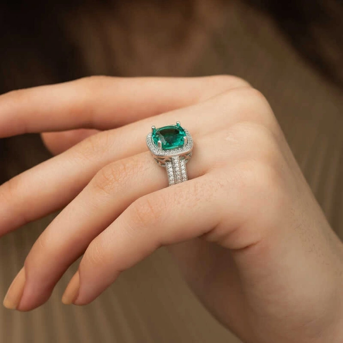 Kadın ​Gümüş Turkuaz Baget Bayan Yüzük