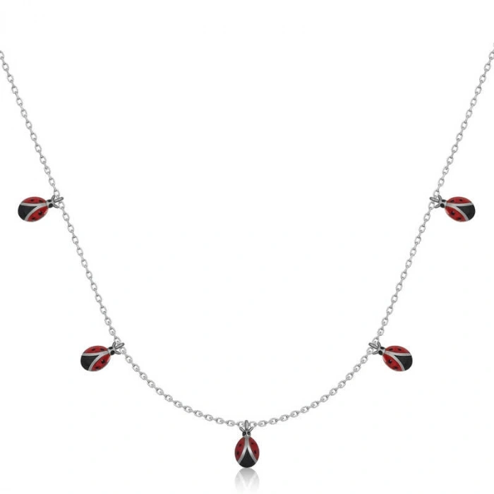 Kadın Gümüş Uğur Böceği Şans Kadın Kolye