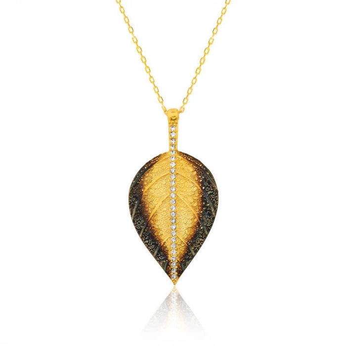 Kadın Gümüş Yaprak Bayan Kolye