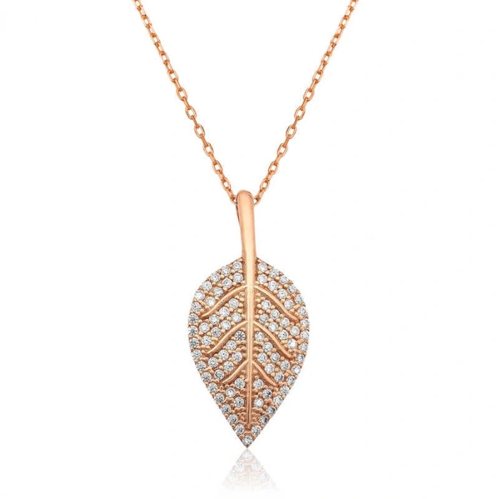 Kadın Gümüş Yaprak Bayan Kolye