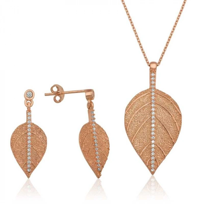 Kadın Gümüş Yaprak İkili Set