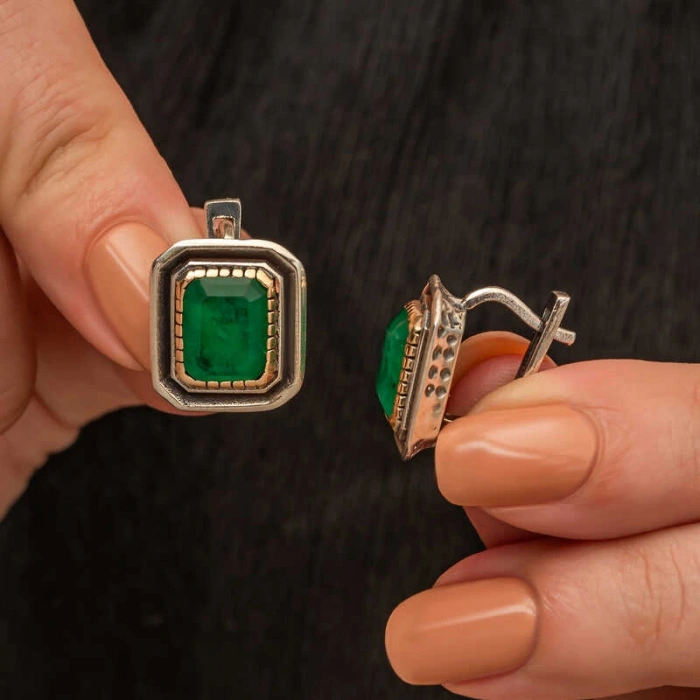 Kadın Gümüş Yeşil Taşlı Otantik Kadın Set