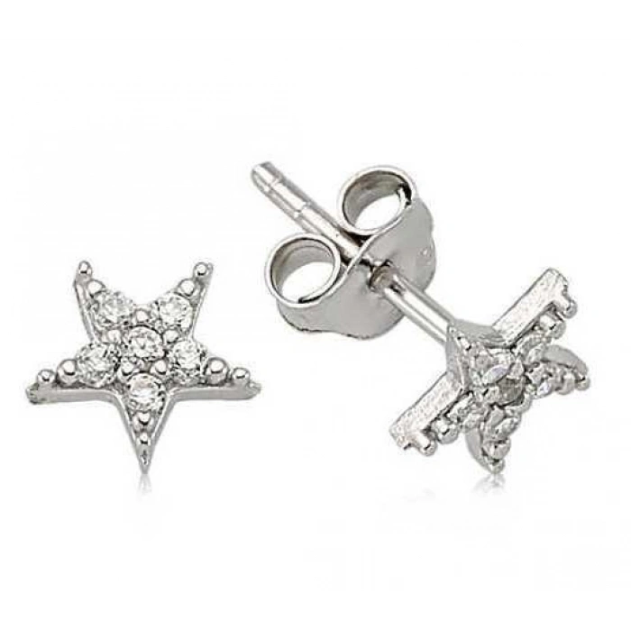 Kadın Gümüş Yıldız Çivili Küpe