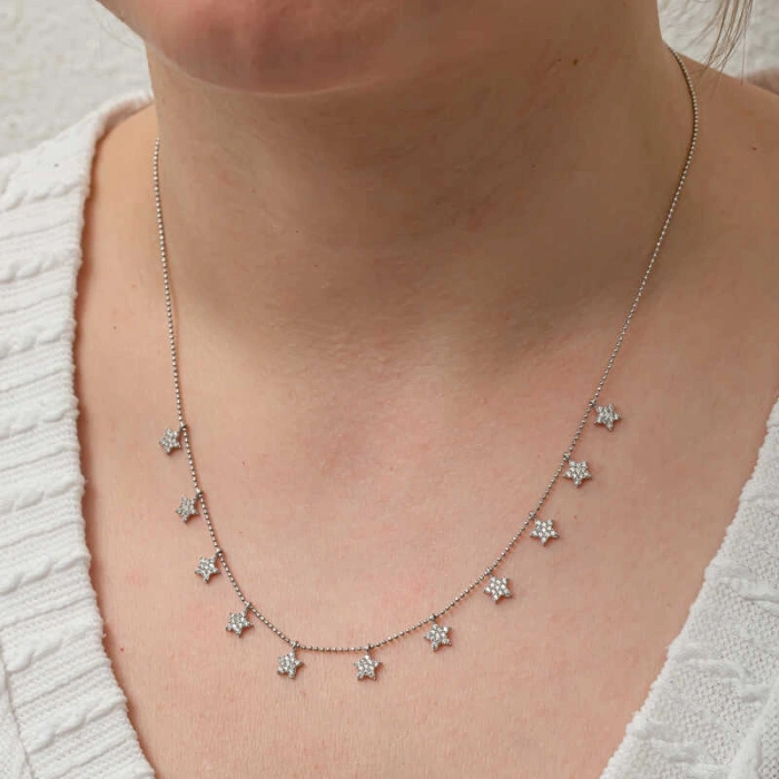 Kadın Gümüş Yıldız Şans Kadın Kolye