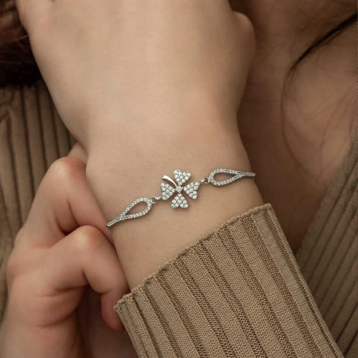 Kadın Gümüş Yonca Bileklik