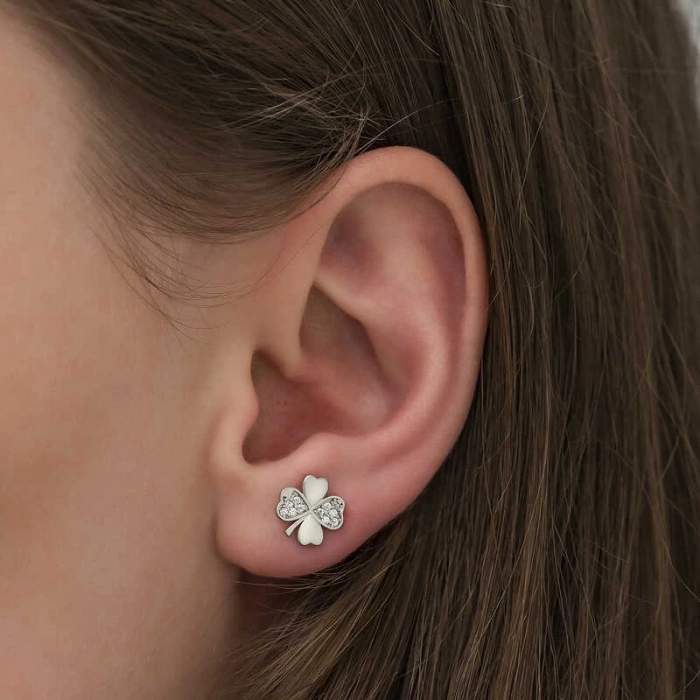 Kadın Gümüş Yonca Küpe