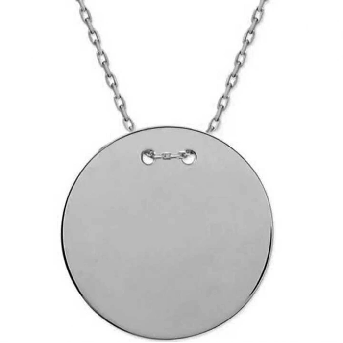 Kadın Gümüş Yuvarlak Plaka Kolye