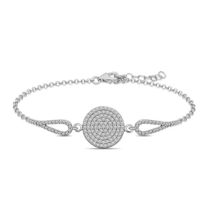 Kadın Gümüş Zirkon Taşlı Daire Bileklik