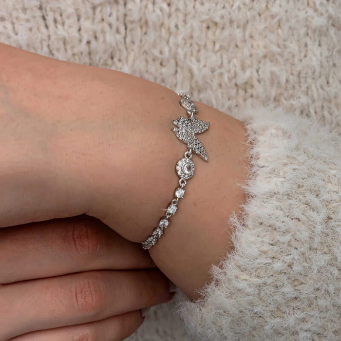 Kadın Gümüş Zirkon Taşlı Kelebek Kadın Bileklik