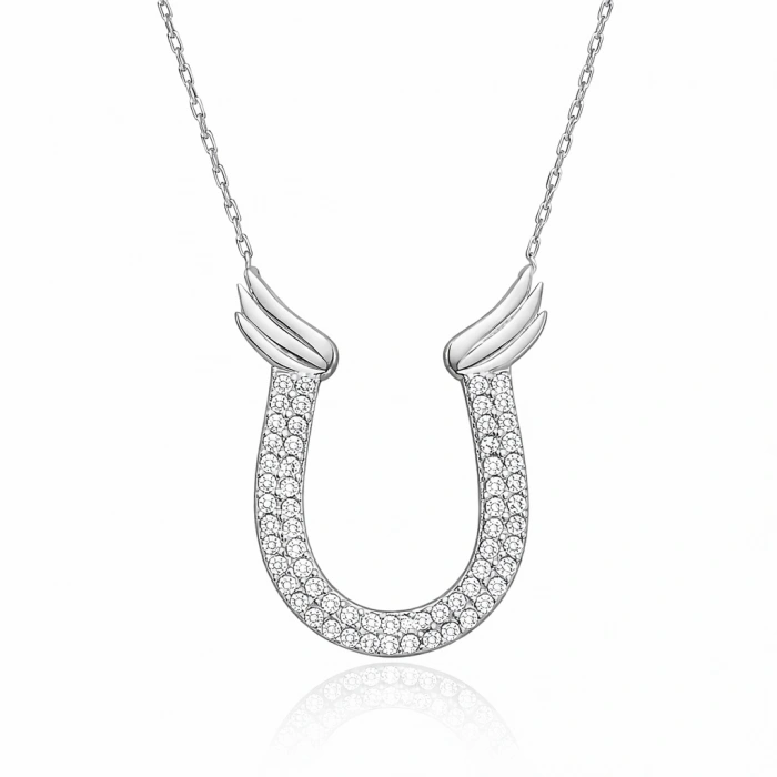 Kadın Gümüş Zirkon Taşlı Nal Kadın Kolye