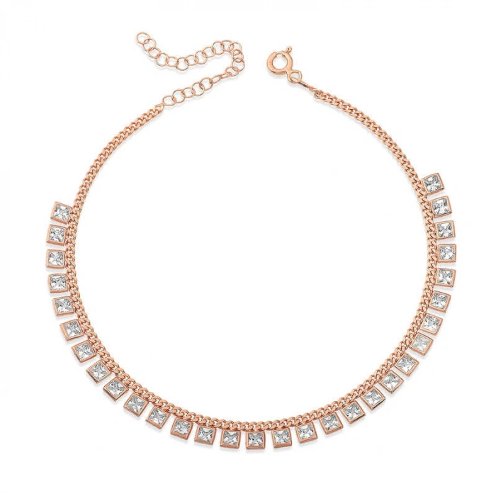 Kadın Gümüş Zirkon Taşlı Rose Halhal