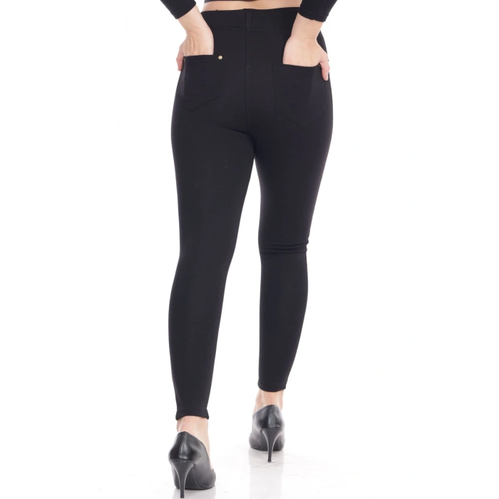 Kadın Siyah Cep Detaylı Tayt Pantolon