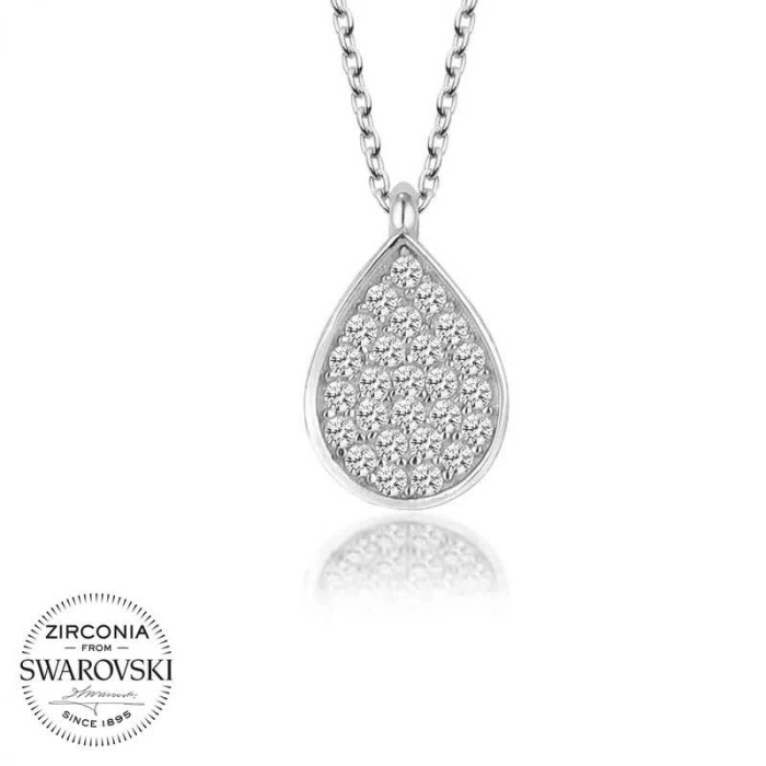 Kadın Swarovski Taşlı Gümüş Damla Bayan Kolye