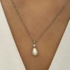 Kadın Gümüş Damla İnci Bayan Kolye