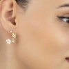 Kadın Gümüş Gold Sedef Çiçek Çivili Kadın Küpe