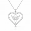 Kadın Gümüş Kalp İçinde Kanatlı Sonsuzluk Kolye