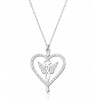 Kadın Gümüş Kalp İçinde Kanatlı Sonsuzluk Kolye