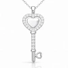 Kadın Gümüş Kalpli Anahtar Kadın Kolye