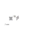 Kadın Gümüş Kare Tek Taş Zirkon Küpe - 3 mm