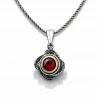 Kadın Gümüş Kırmızı Taşlı Gül Model Kadın Kolye