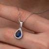 Kadın Gümüş Mavi Taşlı Damla Kadın Kolye