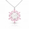 Kadın Gümüş Pembe Lotus Desenli Çiçek Kadın Kolye