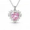 Kadın Gümüş Pembe Taşlı Kalp Kadın Kolye