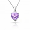 Kadın Gümüş Pembe Taşlı Kalpli Kadın Kolye