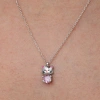 Kadın Gümüş Pembe Taşlı Sevimli Kedi Kadın Kolye