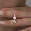 Kadın Gümüş Rose Beyaz Gül Kolye