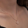 Kadın Gümüş Rose Dörtgen Zirkon Taşlı Kadın Kolye