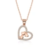 Kadın Gümüş Rose Kalbin İçinde Üç Kalp Kolye