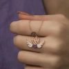 Kadın Gümüş Rose Kalpli Anne Ve Çocuk Kolye
