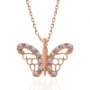 Kadın Gümüş Rose Kelebek Kadın Kolye